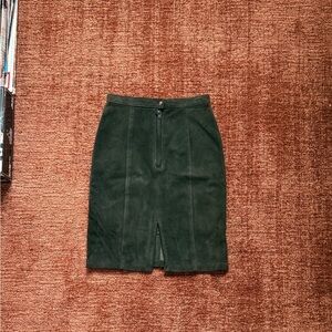 Vintage Cosa Nova Dark Green Suede Skirt XS